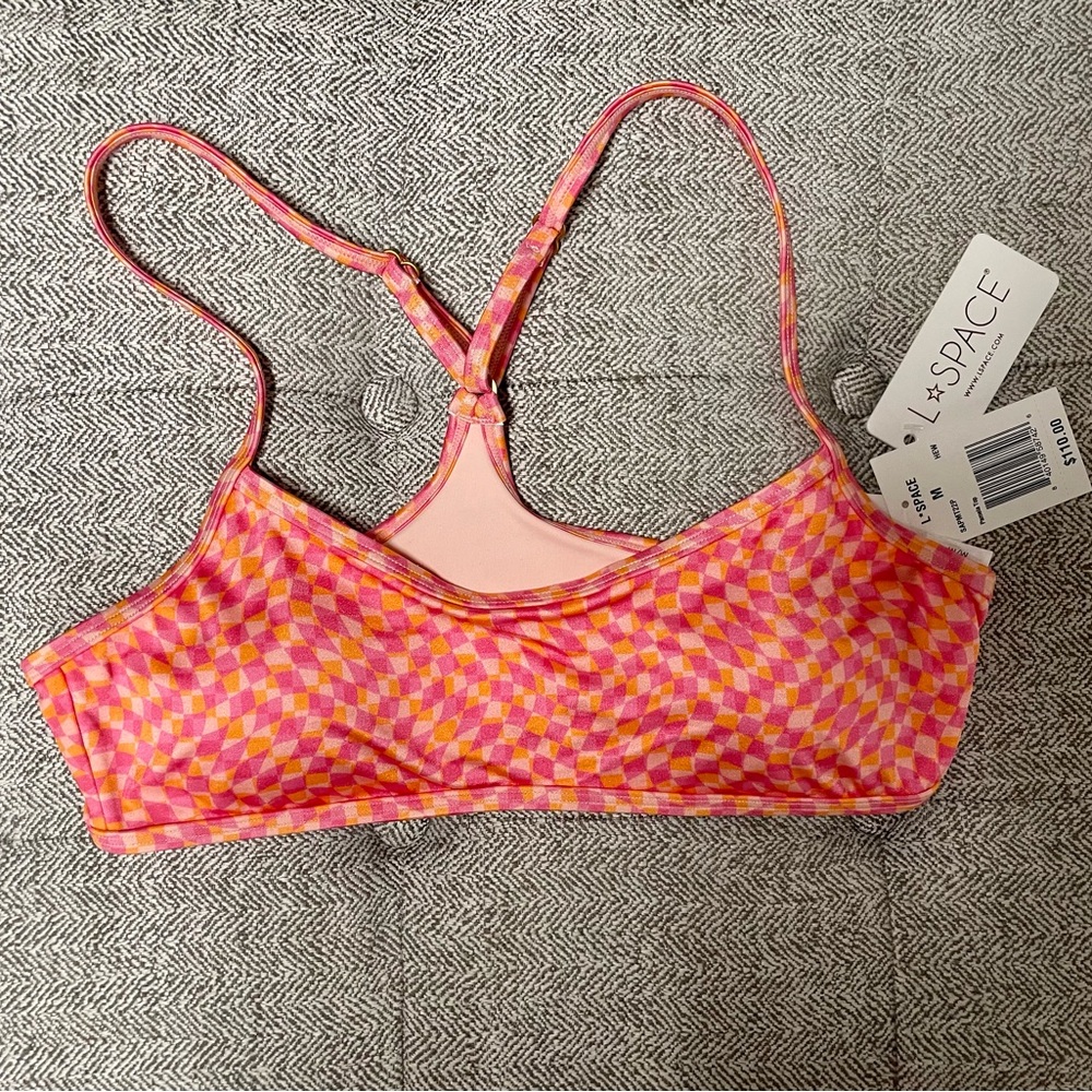 L*Space Pink and Orange Geometric swim top NWT